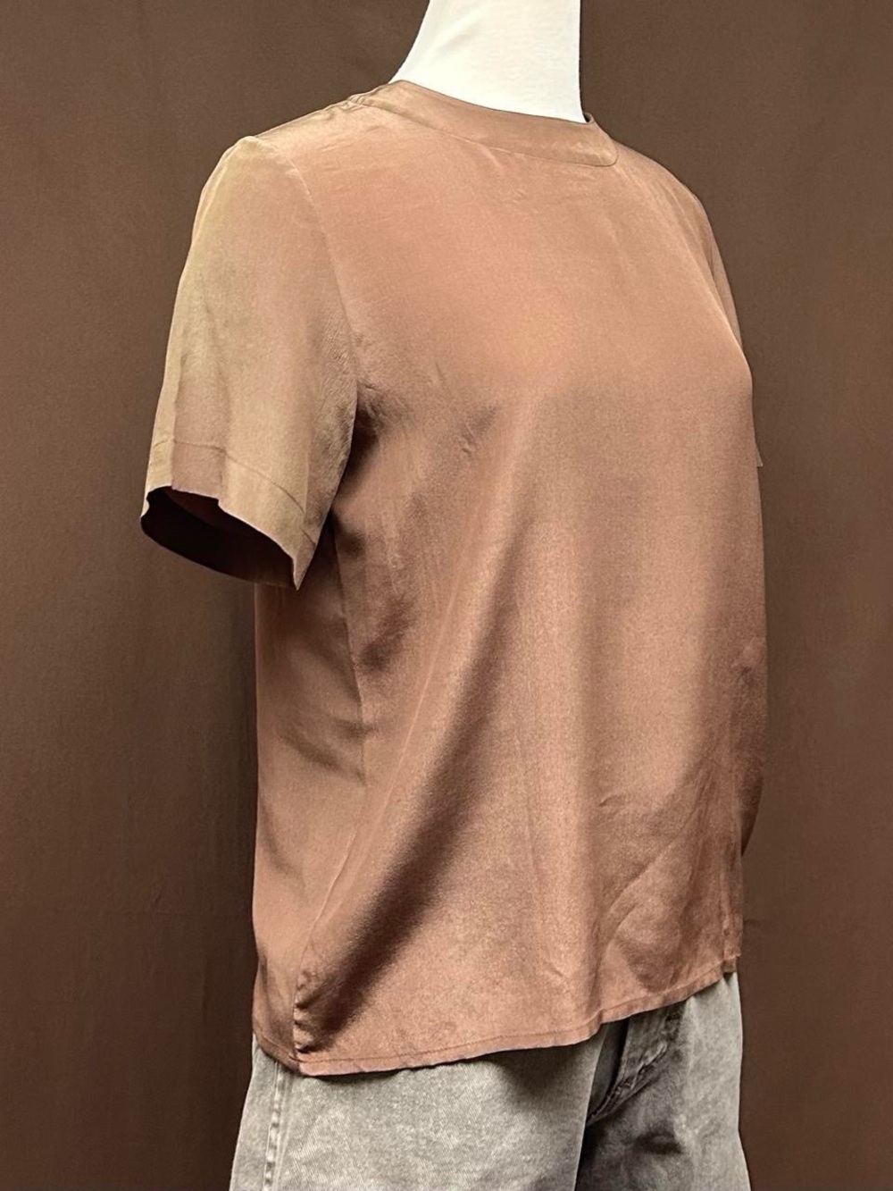 Vtg boxy silk short sleeve top